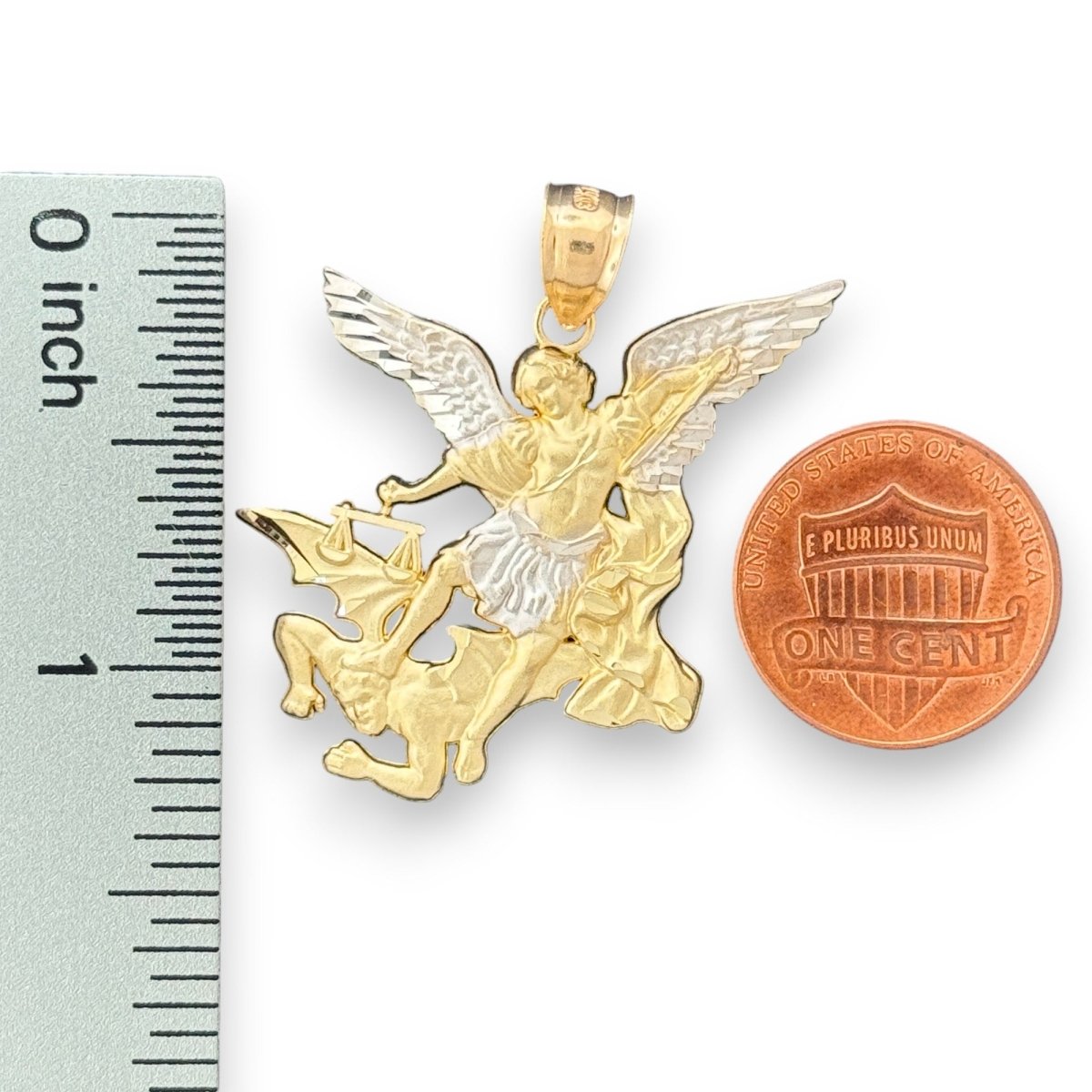 14KT Two - Tone Gold Archangel Michael Pendant