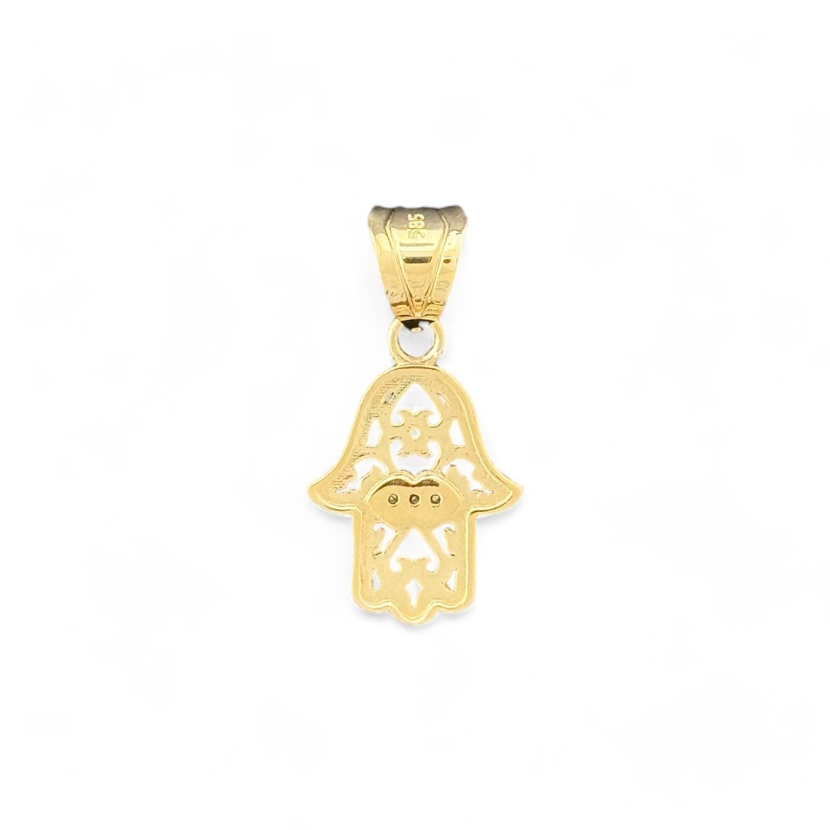 14KT Two - tone Gold Hamsa Hand Pendant