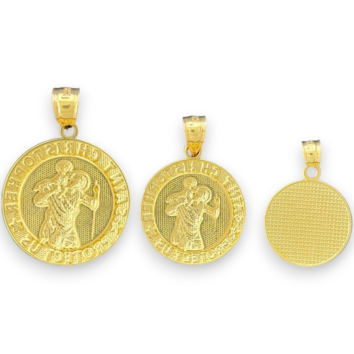14KT Two Tone Gold Saint Christopher Protect Us Pendant