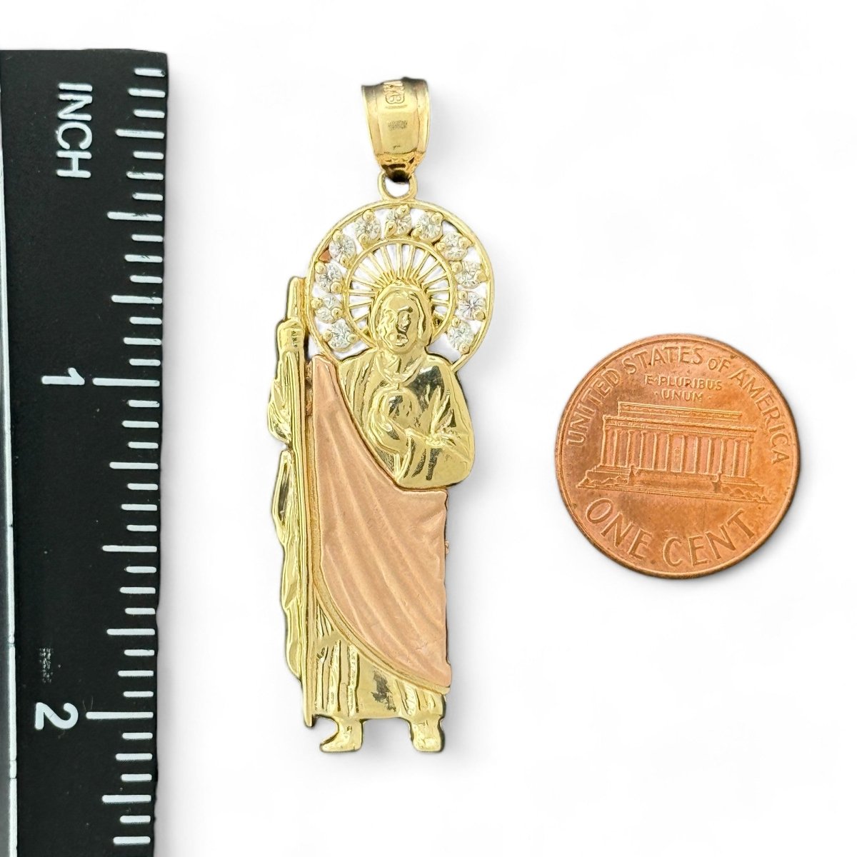 14KT Two - Tone Gold Saint Jude Pendant.
