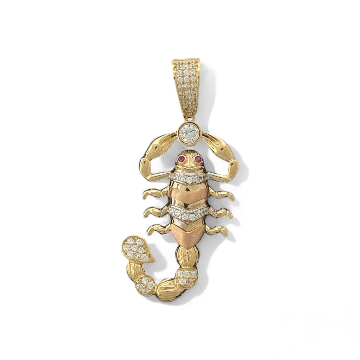 14KT Two - Tone Gold Scorpion Pendant with Ruby Eyes