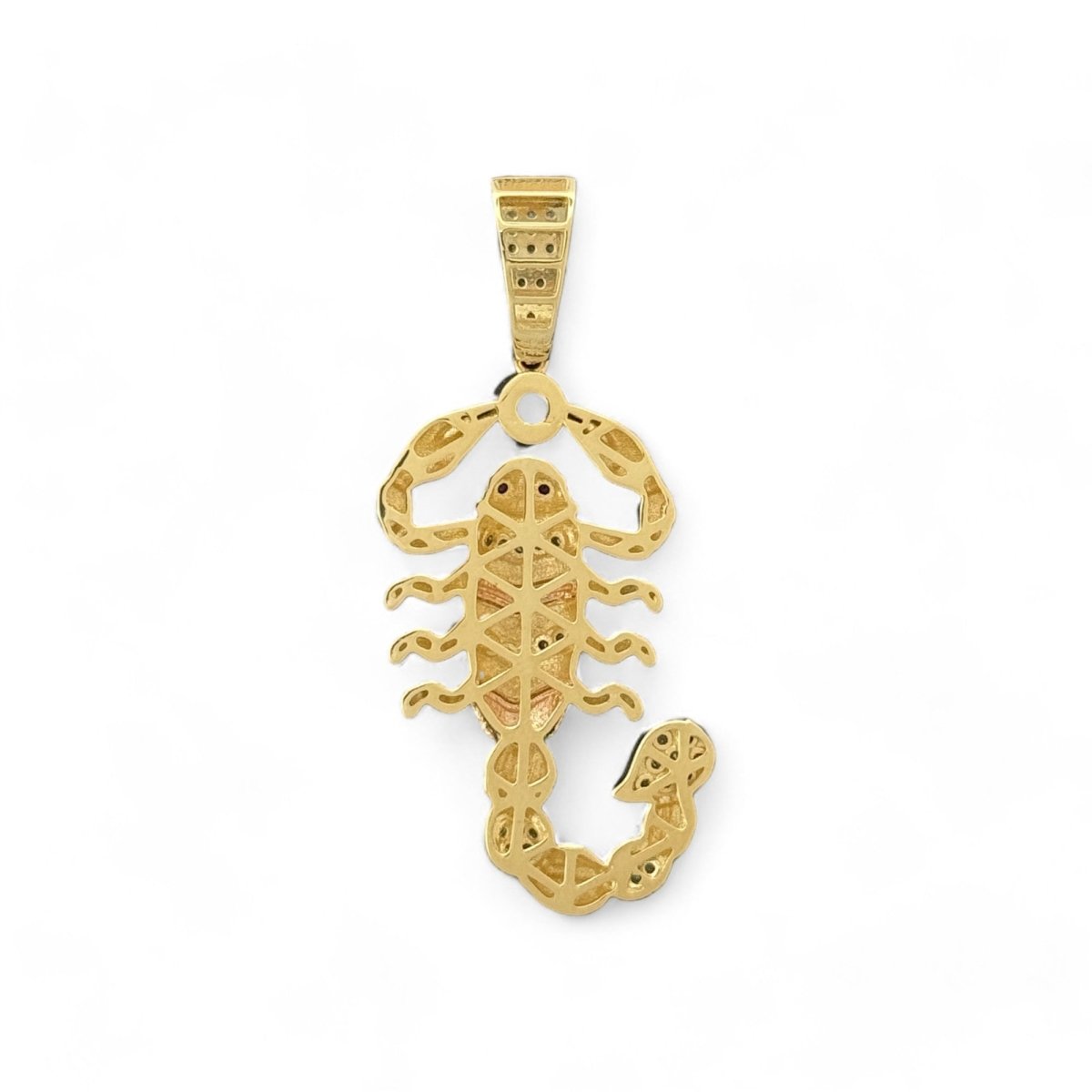 14KT Two - Tone Gold Scorpion Pendant with Ruby Eyes