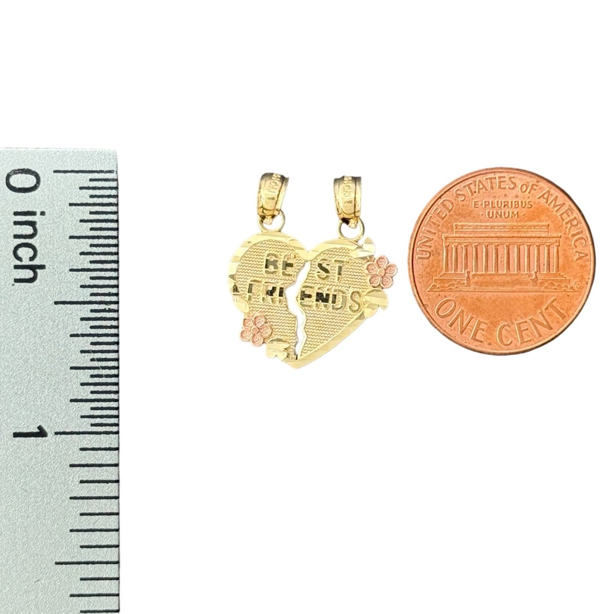 14KT Yellow and Rose Gold "Best Friends" Breakable Heart Pendant
