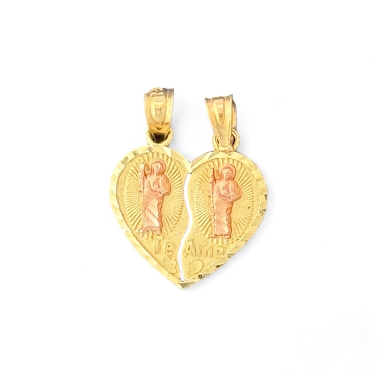 14KT Yellow and Rose Gold "Te Amo" Breakable Heart Pendant