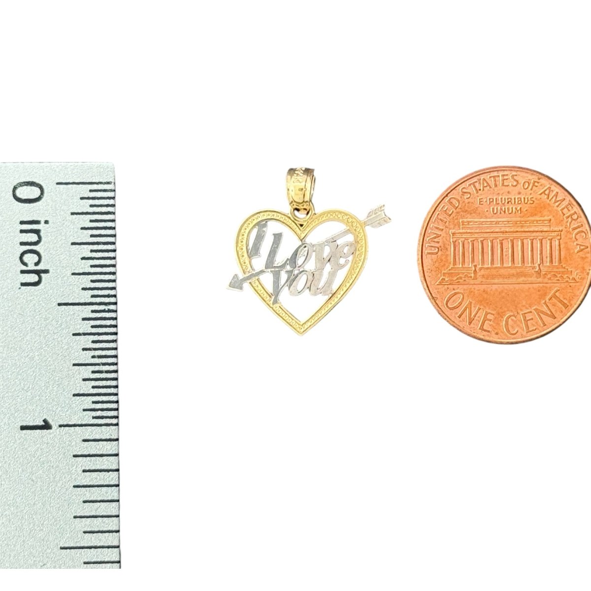 14KT Yellow and White Gold "I Love You" Heart Pendant