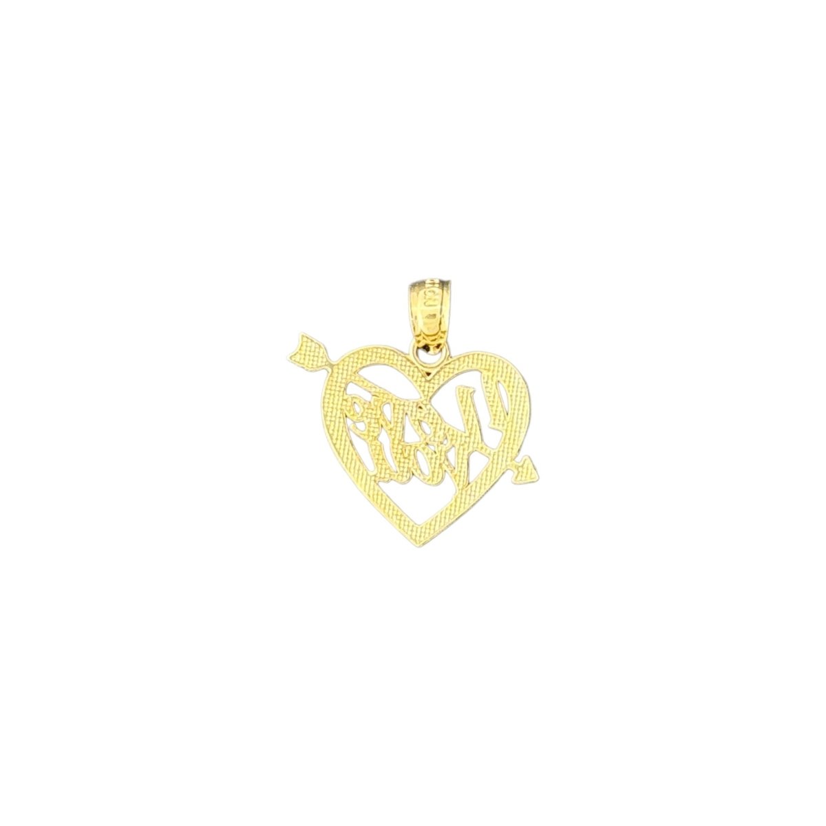 14KT Yellow and White Gold "I Love You" Heart Pendant