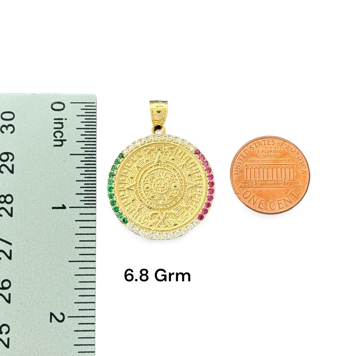 14KT Yellow Gold Aztec Calendar Pendants