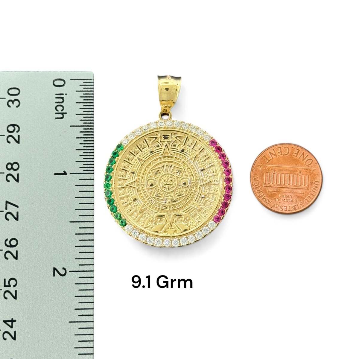 14KT Yellow Gold Aztec Calendar Pendants