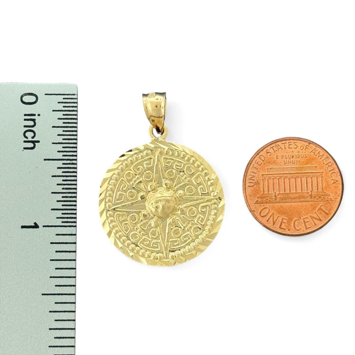 14KT Yellow Gold Aztec Sun Pendant