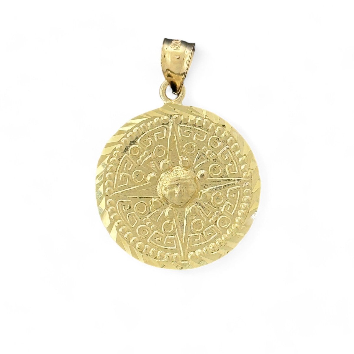 14KT Yellow Gold Aztec Sun Pendant