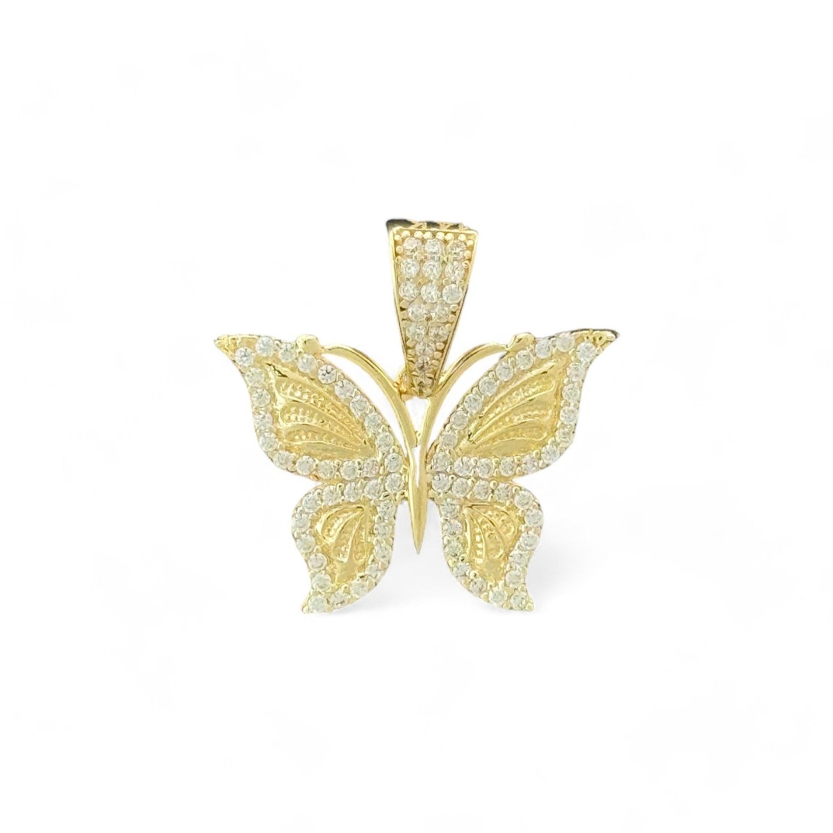 14KT Yellow Gold Beautiful Butterfly Pendant with CZ Accents