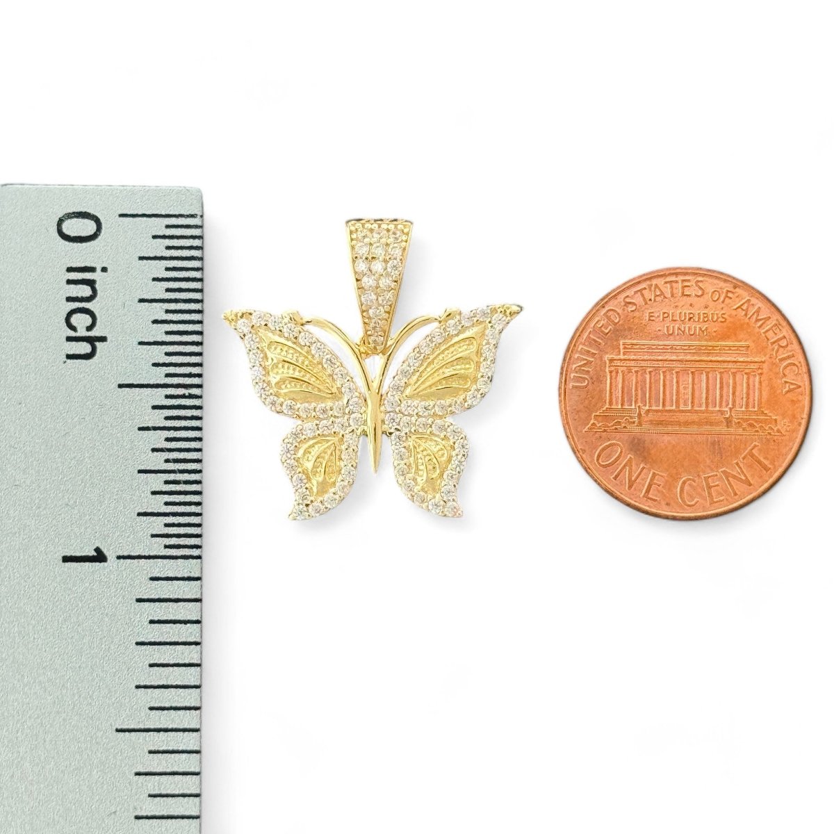 14KT Yellow Gold Beautiful Butterfly Pendant with CZ Accents