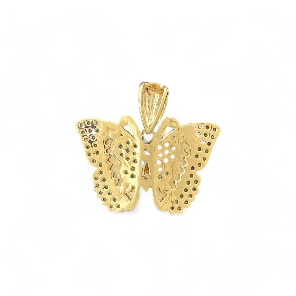 14KT Yellow Gold Butterfly Pendant with CZ Accents