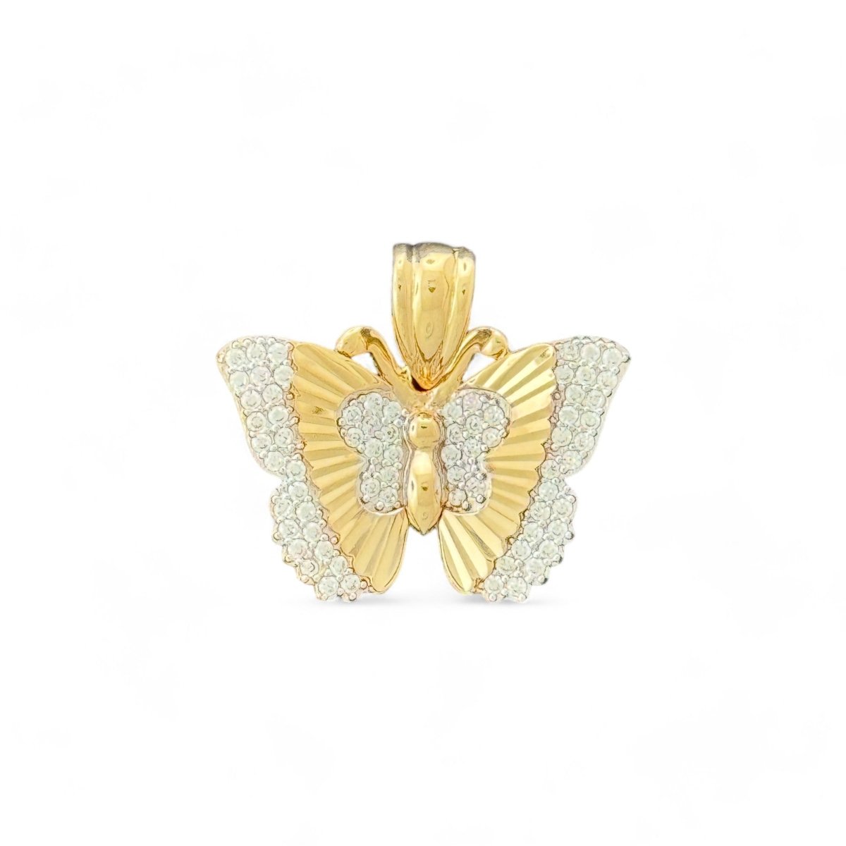 14KT Yellow Gold Butterfly Pendant with CZ Accents