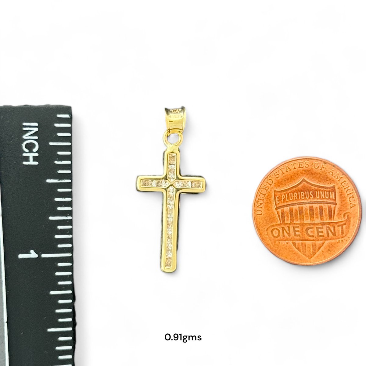 14KT Yellow Gold Cross Pendant Collection with Diamonds - 1g, 0.91g,0.51g