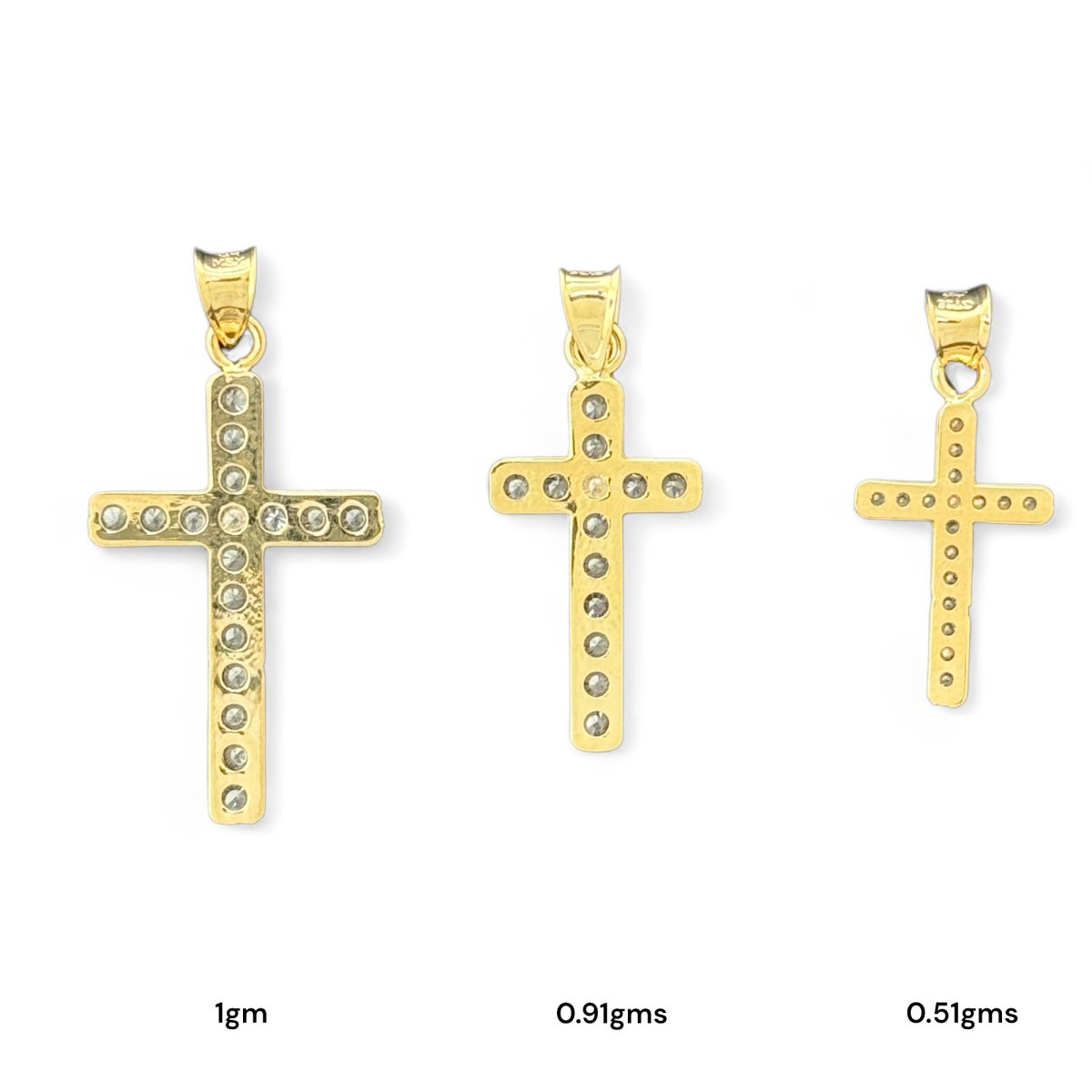 14KT Yellow Gold Cross Pendant Collection with Diamonds - 1g, 0.91g,0.51g