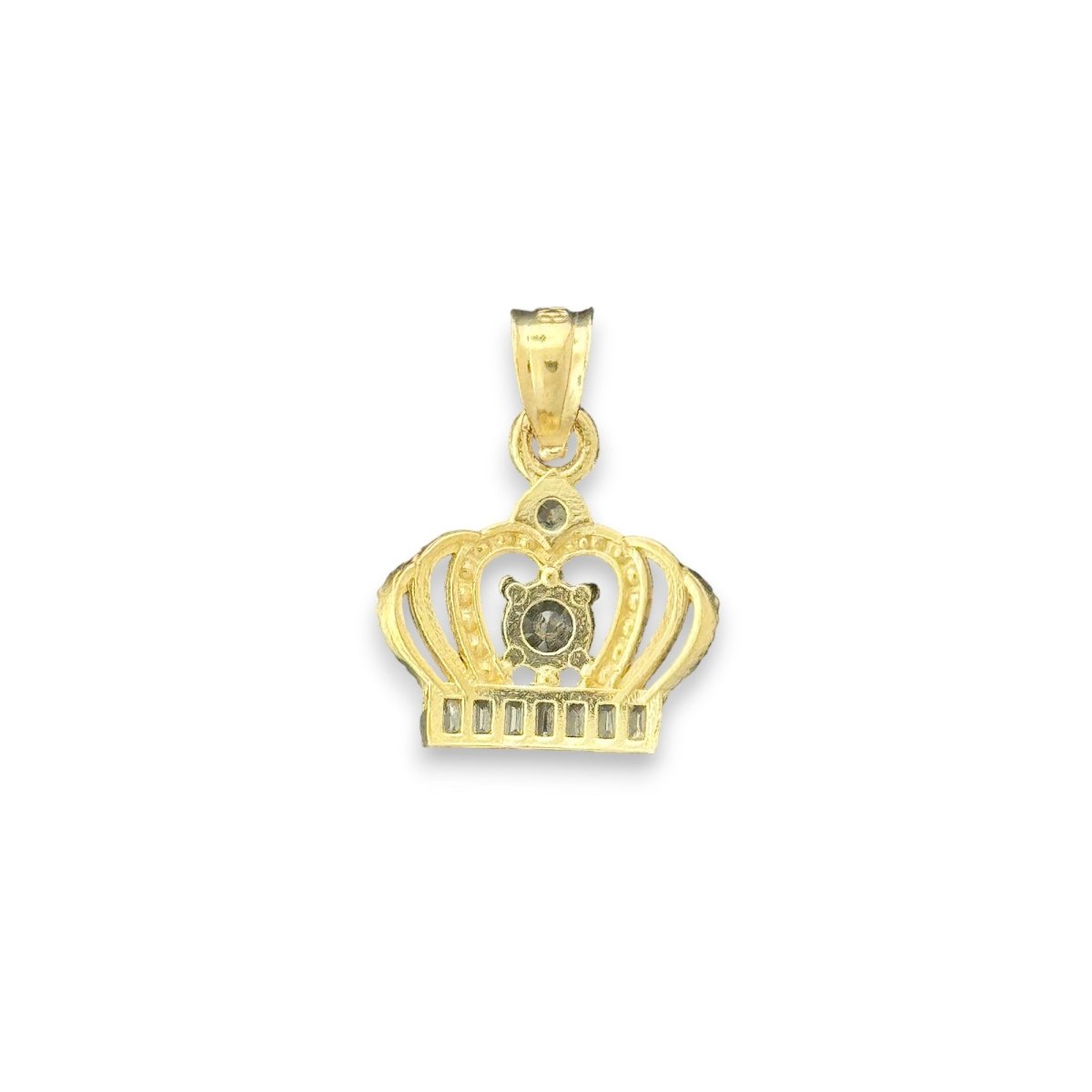 14KT Yellow Gold Crown Pendant with CZ Stones