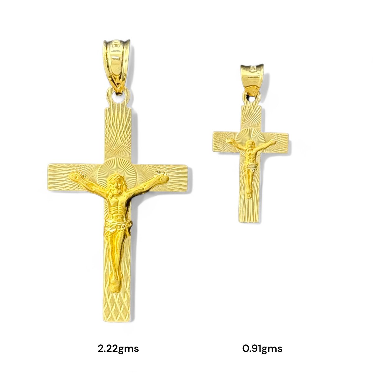 14KT Yellow Gold Crucifix Pendant Collection - 2.22g,0.91g