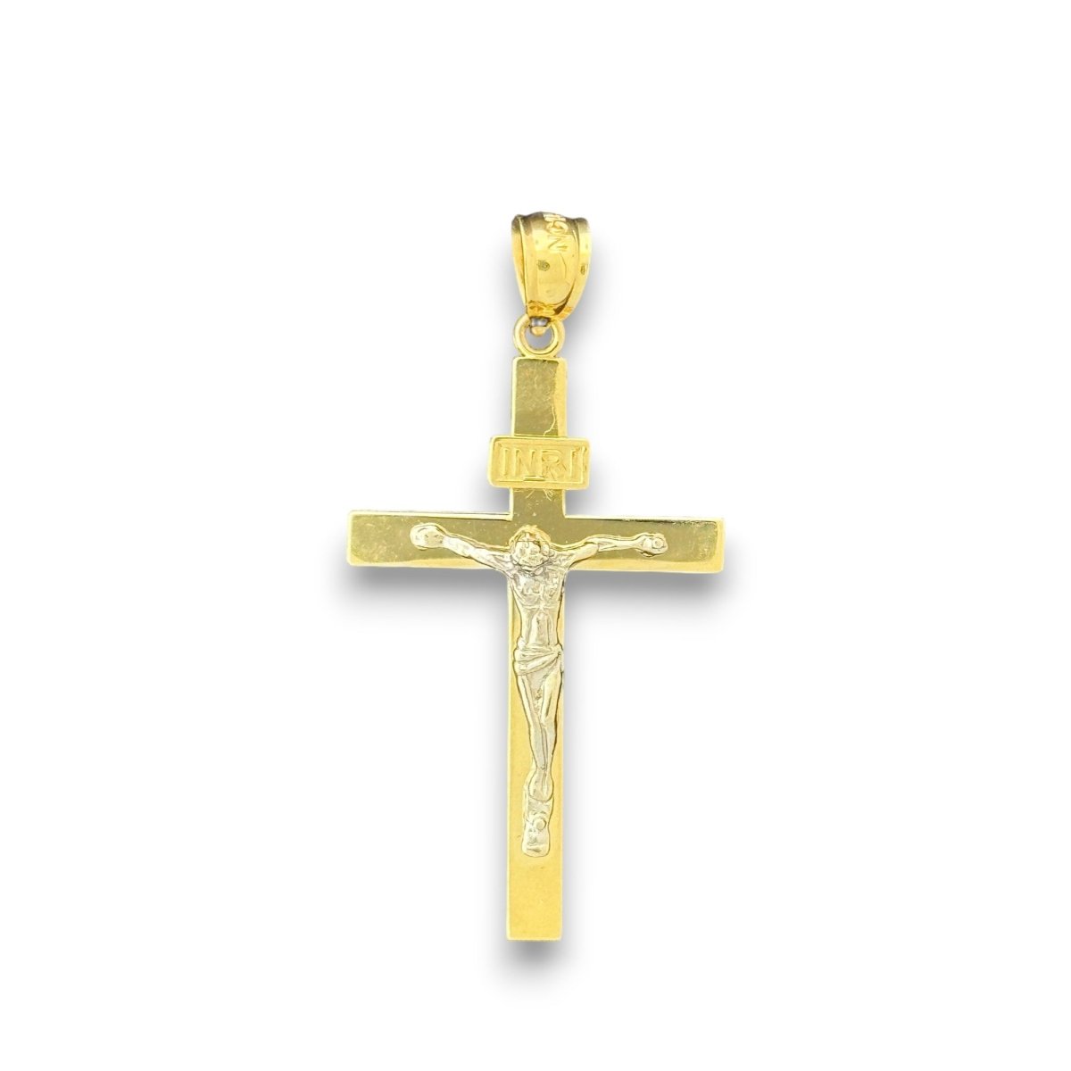 14KT Yellow Gold Crucifix Pendant with INRI Detail - 2.17gms