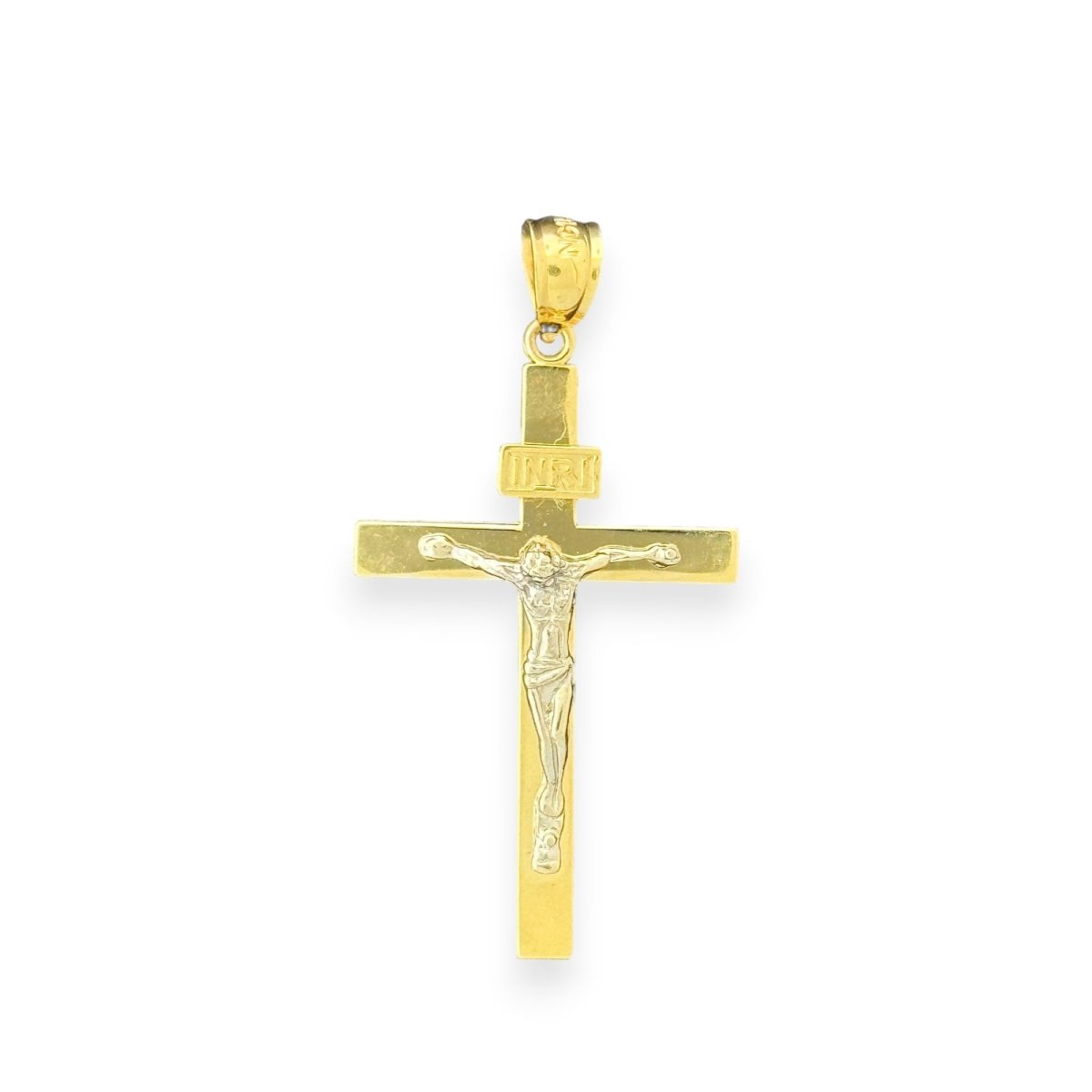 14KT Yellow Gold Crucifix Pendant with INRI Detail - 2.17gms