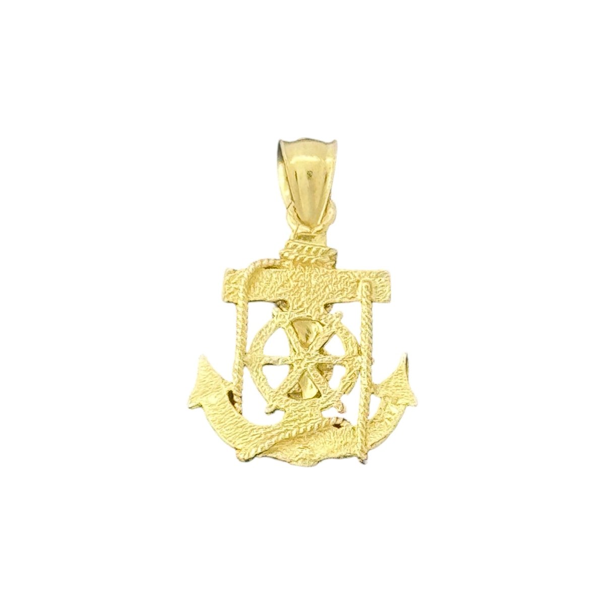 14KT Yellow Gold Crucifix with Anchor and Ship Wheel Pendant