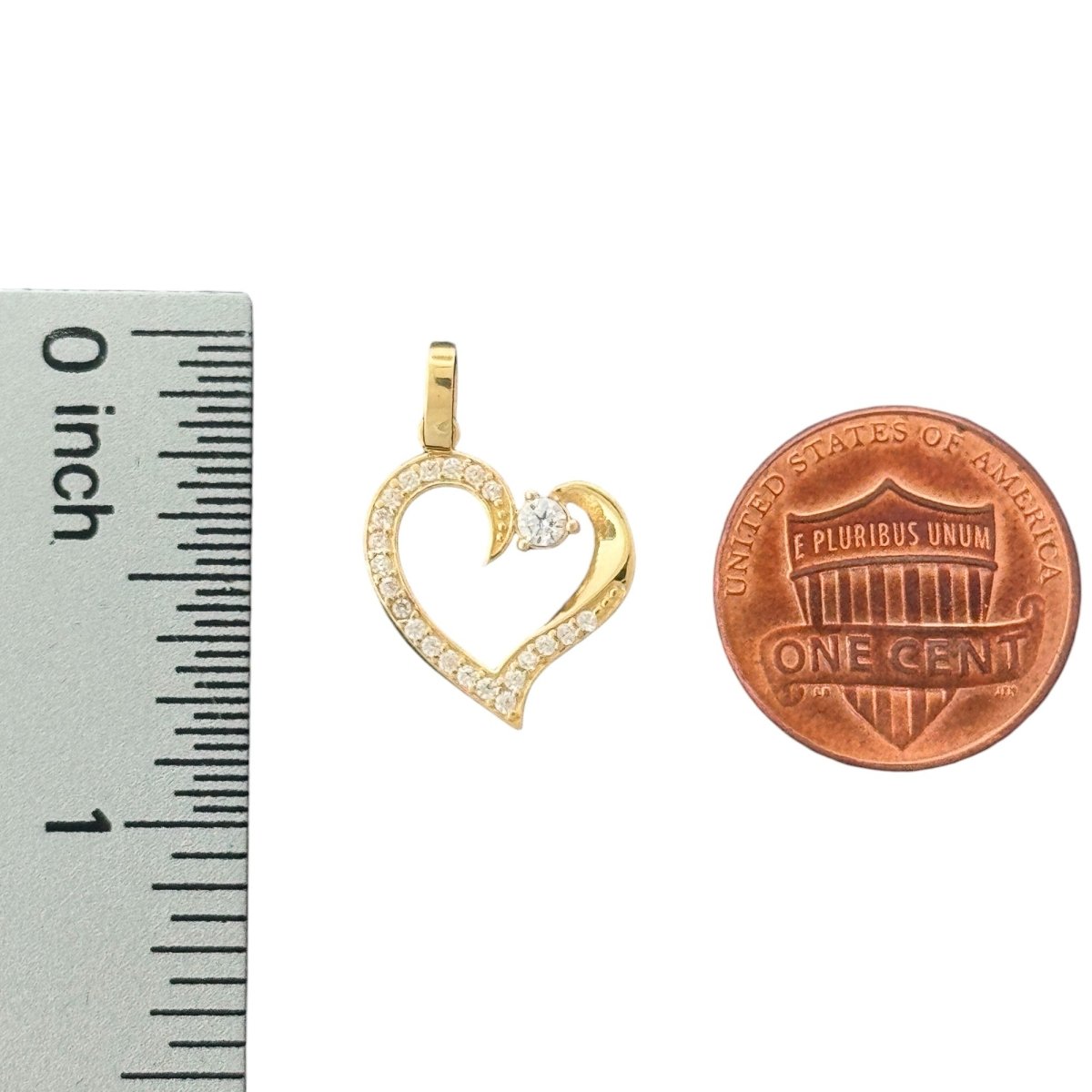 14KT Yellow Gold CZ Heart Pendant