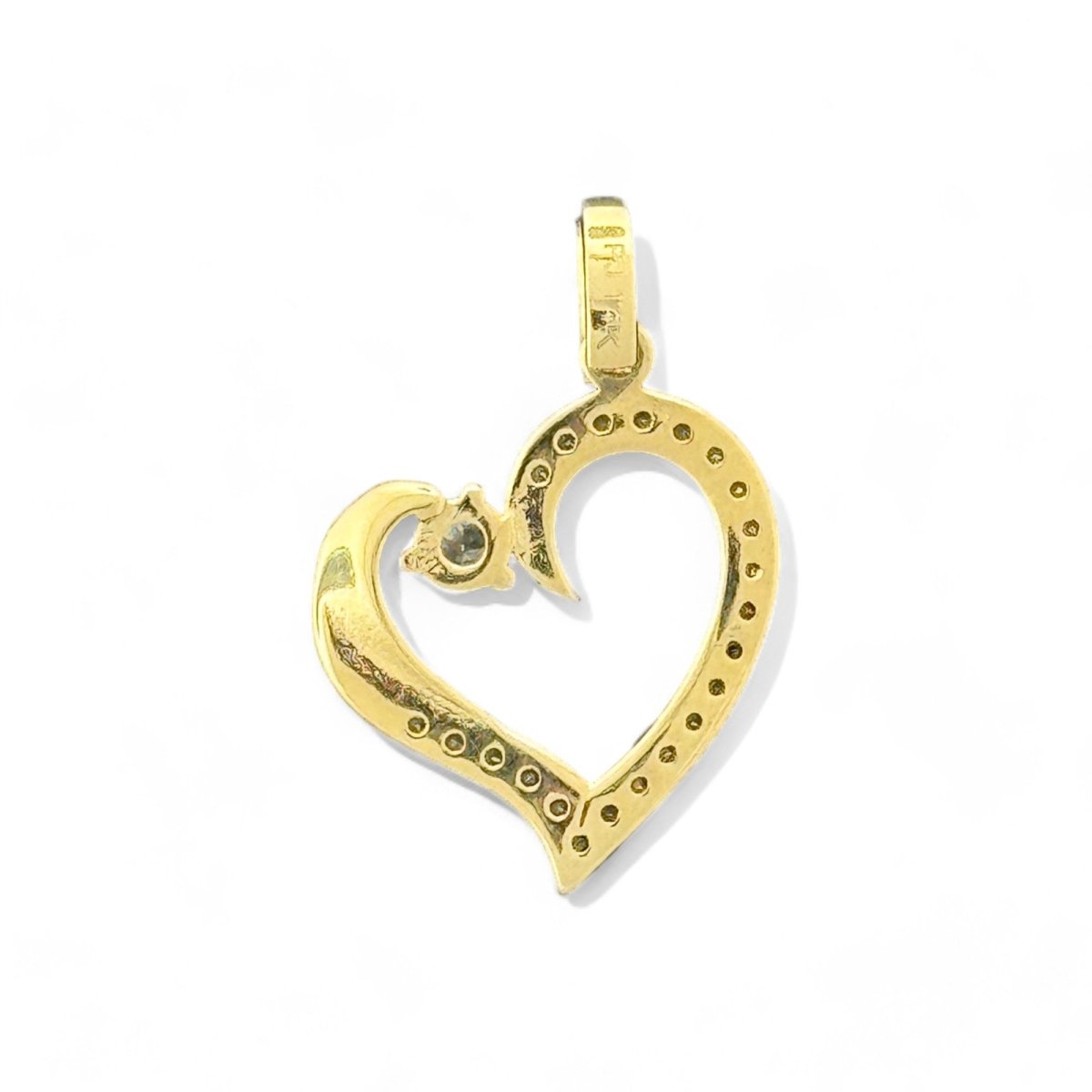 14KT Yellow Gold CZ Heart Pendant
