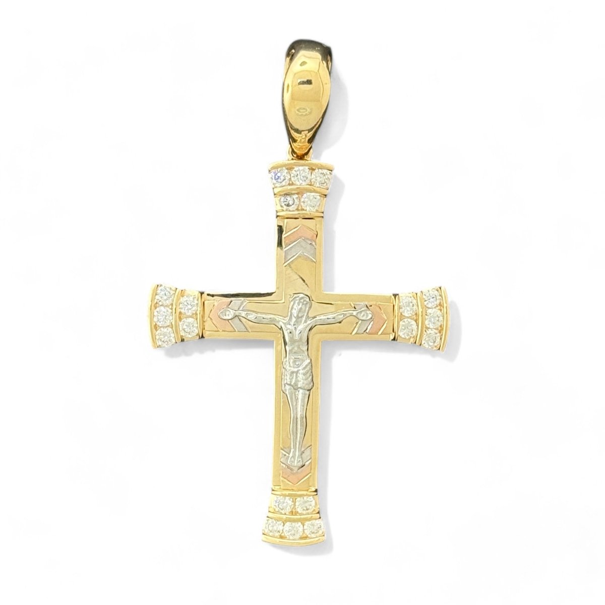 14KT Yellow Gold Diamond - Cut Crucifix Pendant - 8.74gms