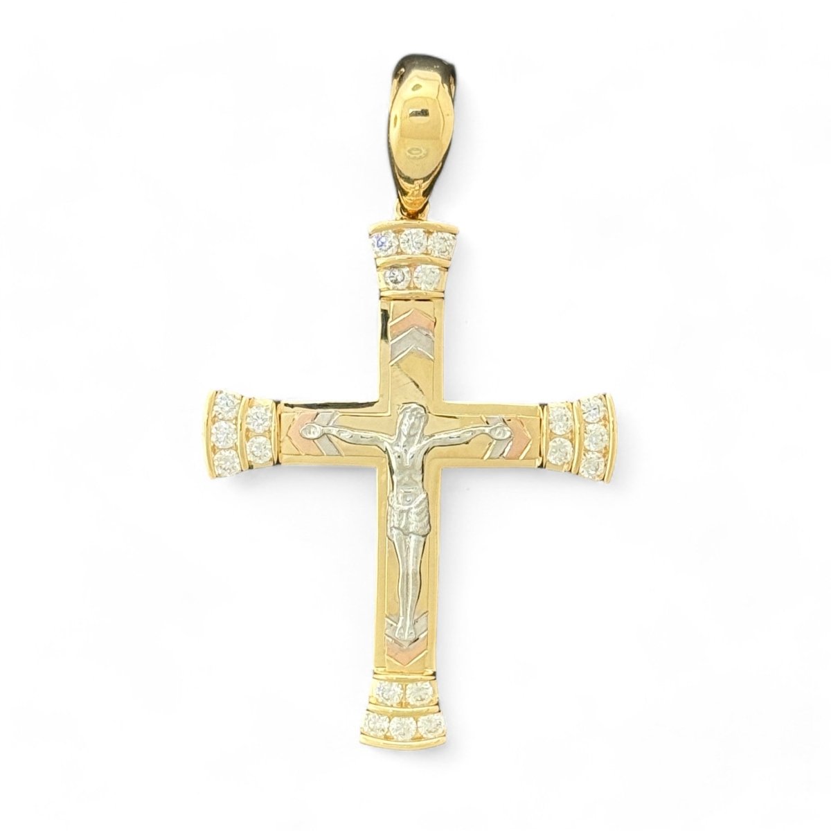 14KT Yellow Gold Diamond - Cut Crucifix Pendant - 8.74gms