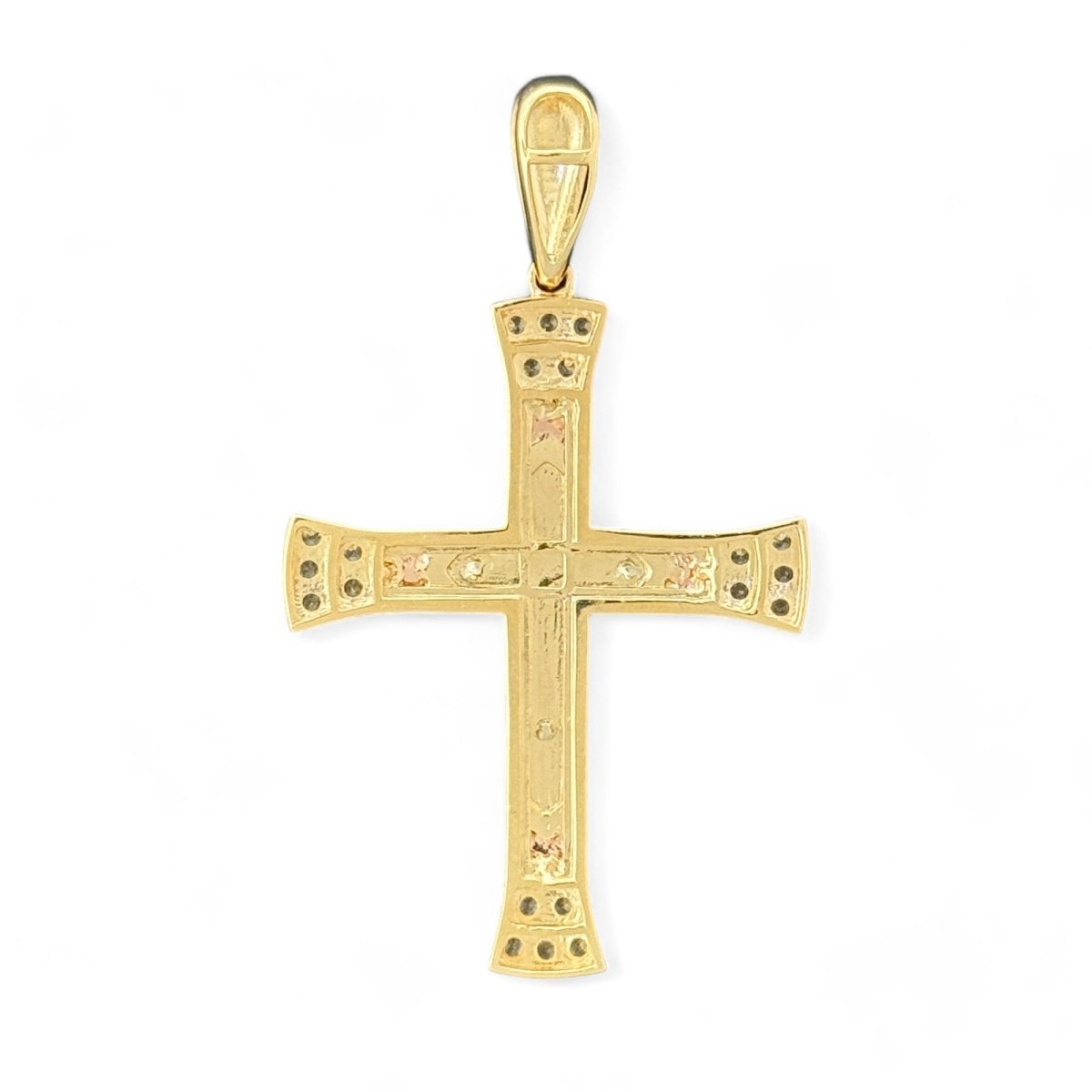 14KT Yellow Gold Diamond - Cut Crucifix Pendant - 8.74gms