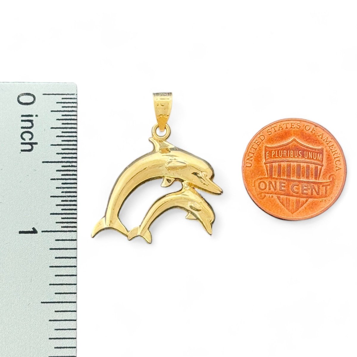14KT Yellow Gold Double Dolphin Pendant