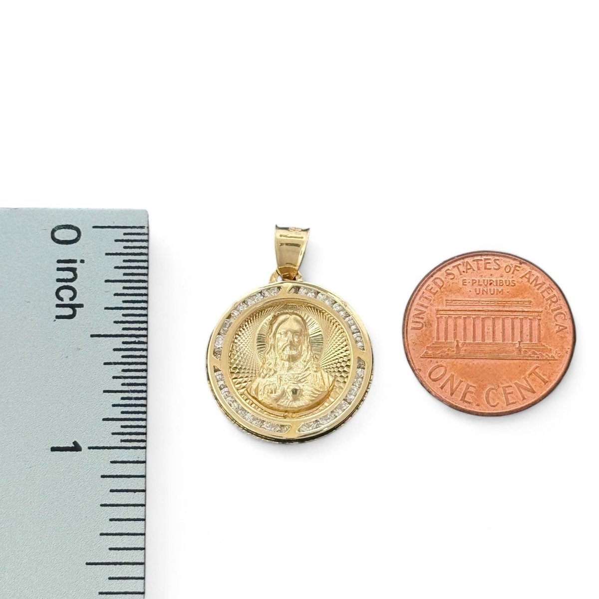 14KT Yellow Gold Double - Sided Jesus and Virgin Mary Pendant