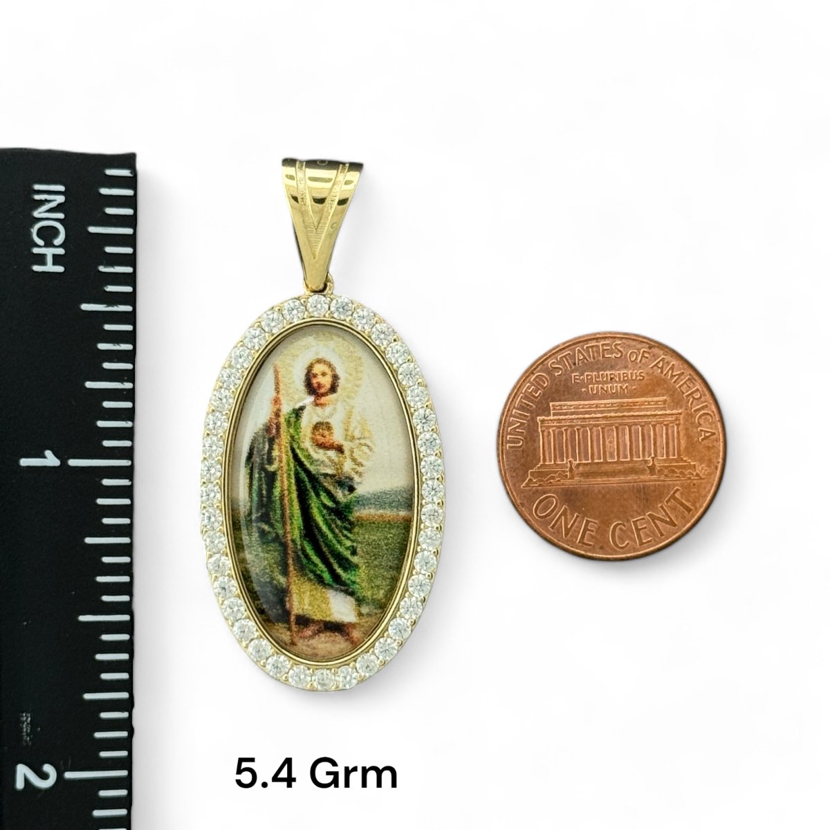 14KT Yellow Gold Enamel Saint Jude Pendants - 5.4g & 3.2g