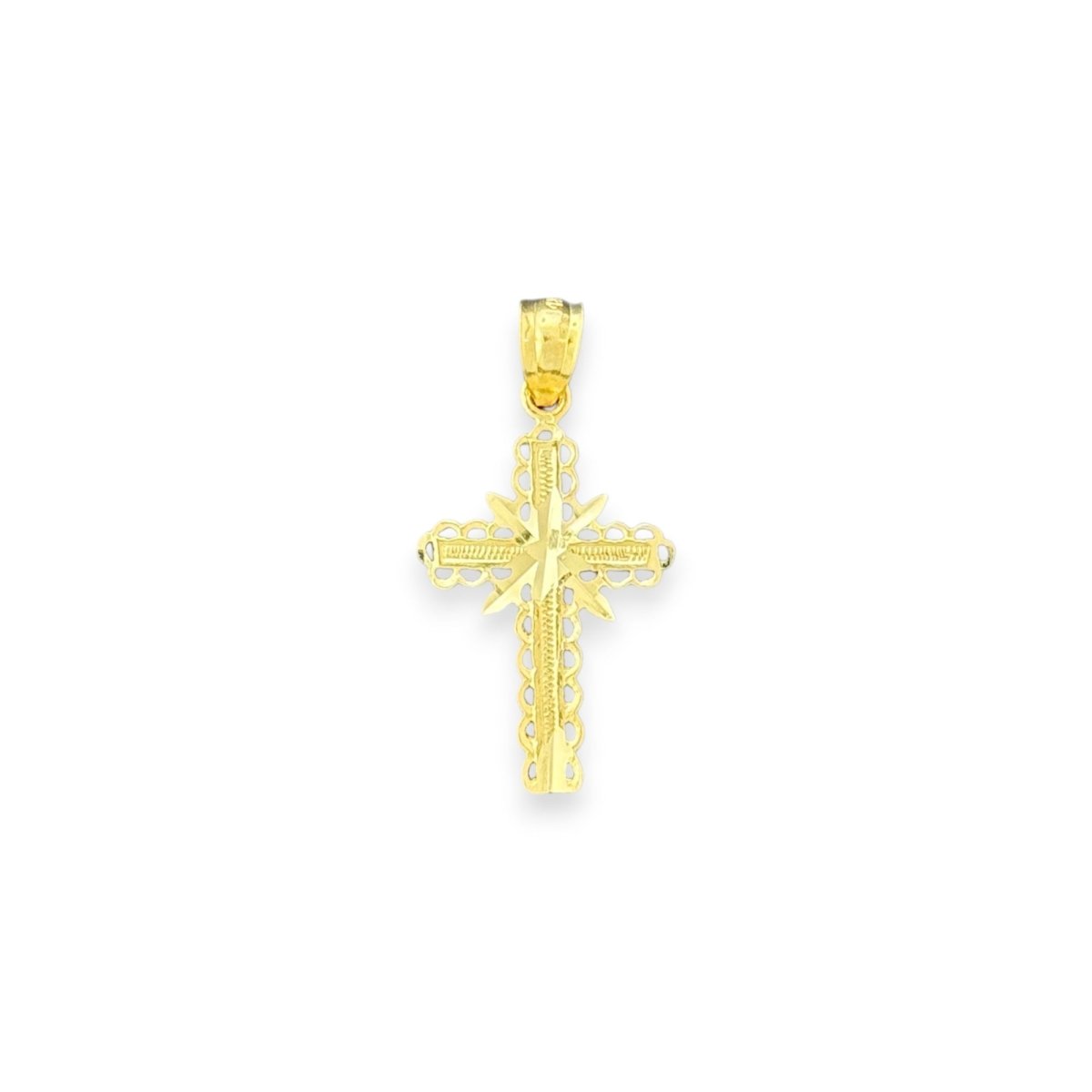 14KT Yellow Gold Filigree Crucifix Pendant - 0.91gms