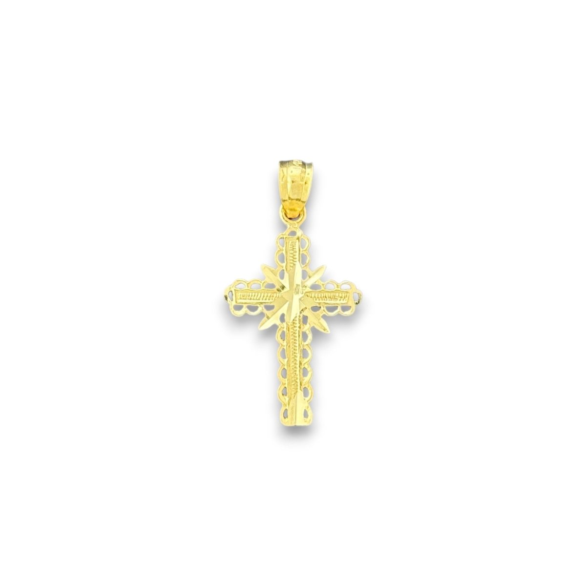 14KT Yellow Gold Filigree Crucifix Pendant - 0.91gms