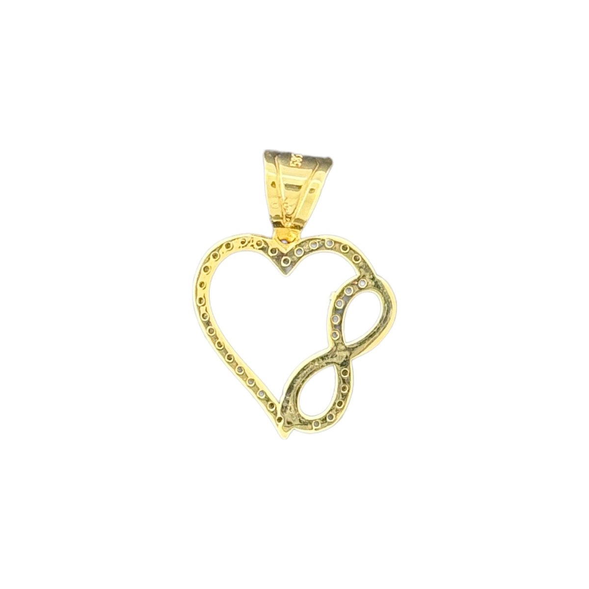 14KT Yellow Gold Heart and Infinity Pendant with CZ Accents