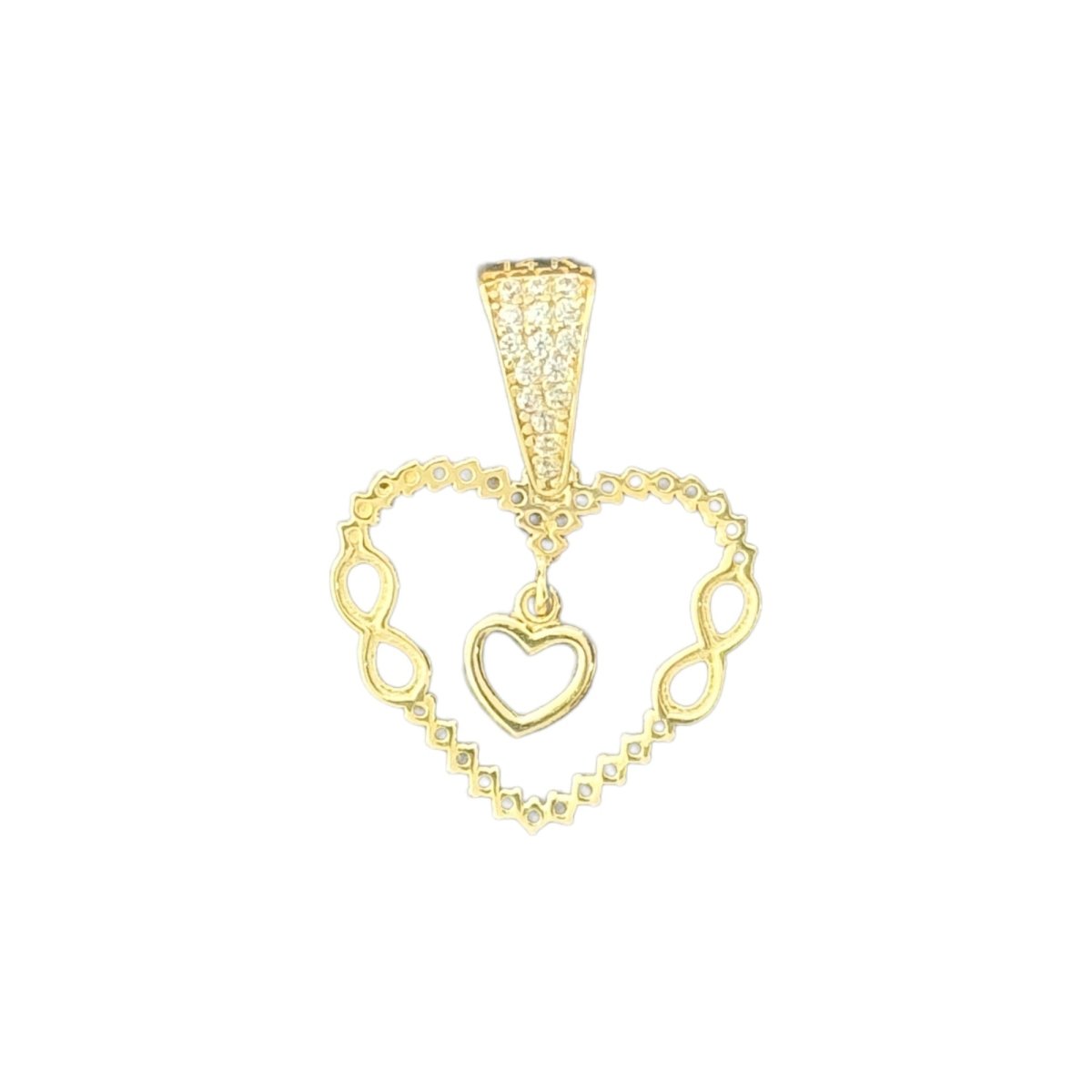 14KT Yellow Gold Heart and Infinity Pendant with CZ Accents