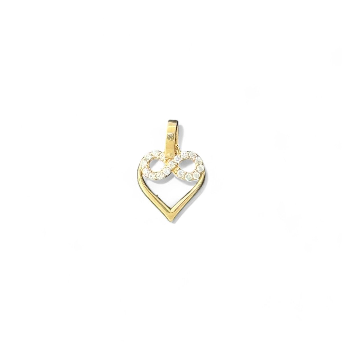 14KT Yellow Gold Heart and Infinity Pendant with CZ Accents