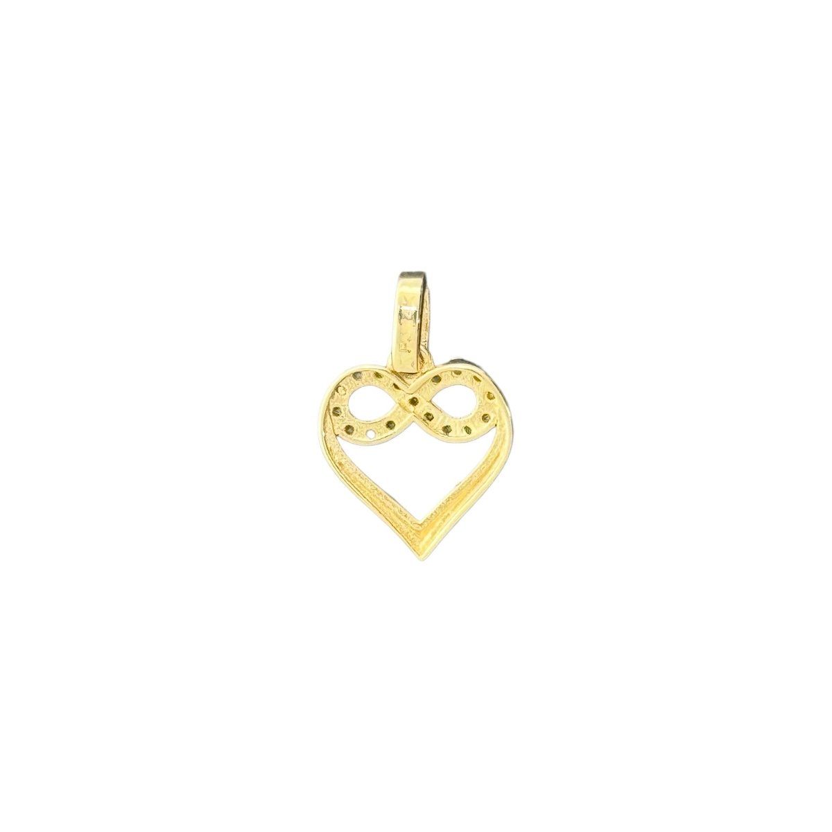 14KT Yellow Gold Heart and Infinity Pendant with CZ Accents