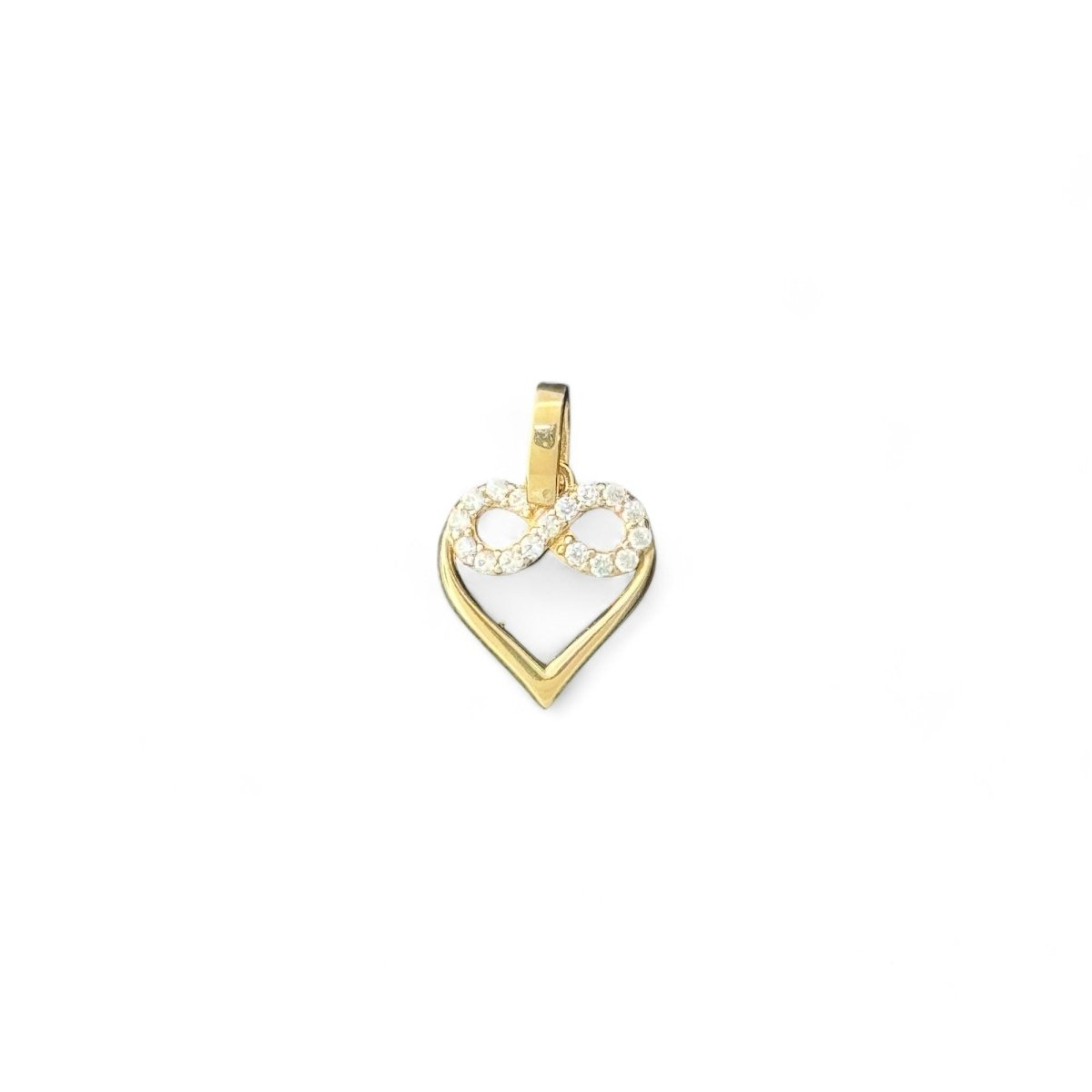 14KT Yellow Gold Heart and Infinity Pendant with CZ Accents