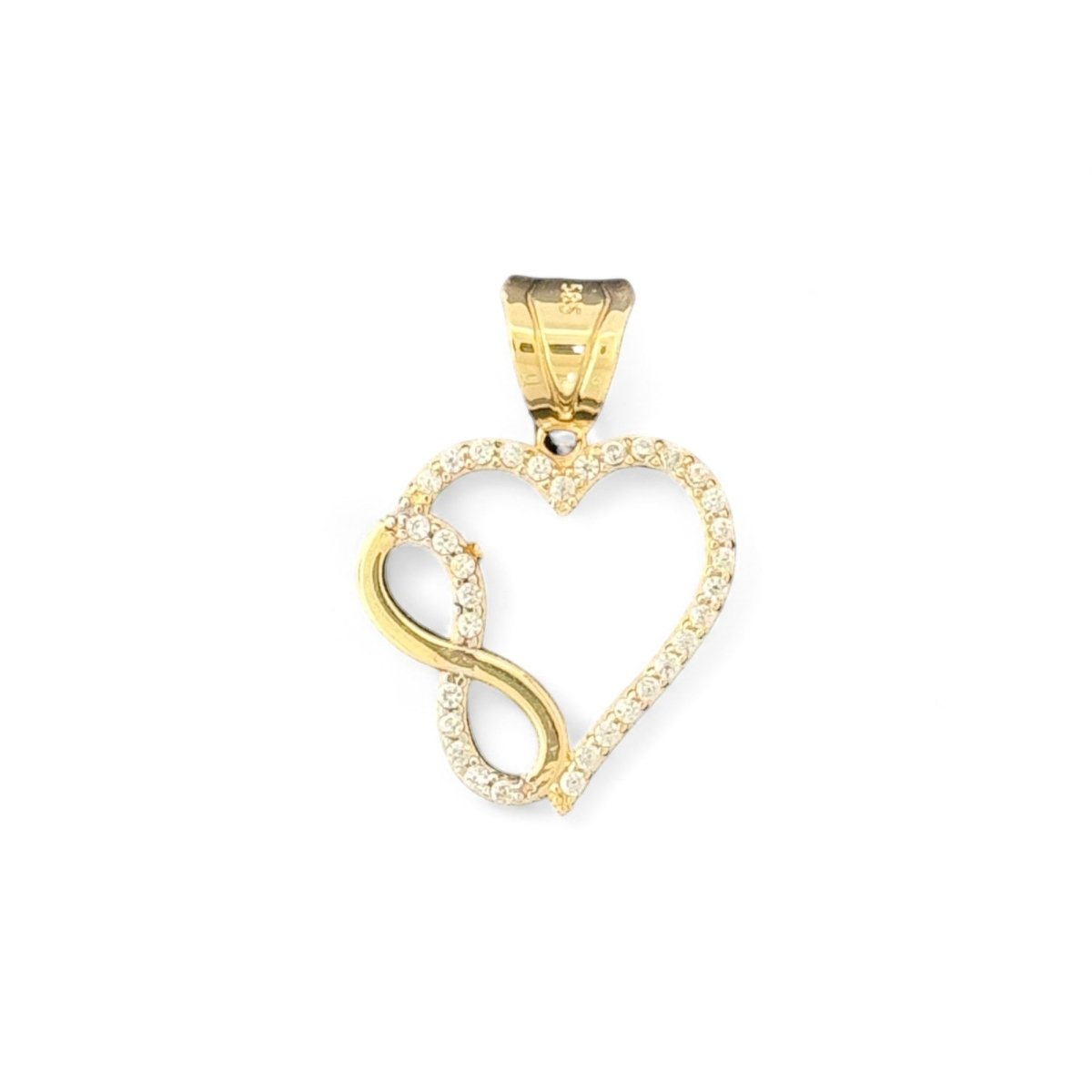 14KT Yellow Gold Heart and Infinity Pendant with CZ Accents