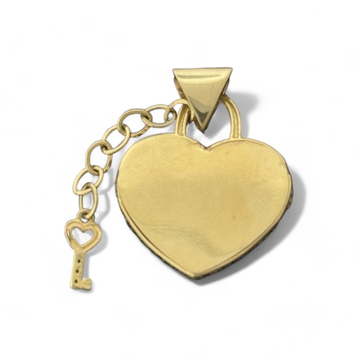 14KT Yellow Gold Heart Lock Pendant with Key