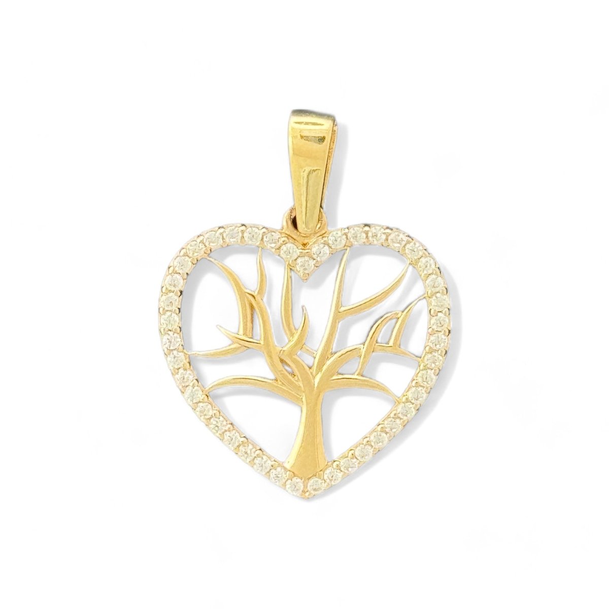 14KT Yellow Gold Heart Shaped Tree Pendant