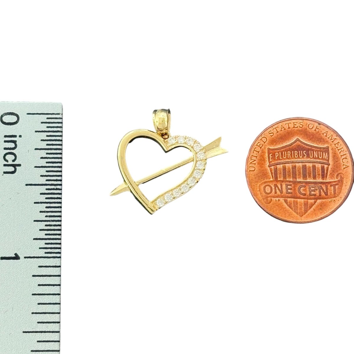 14KT Yellow Gold Heart with Arrow Pendant