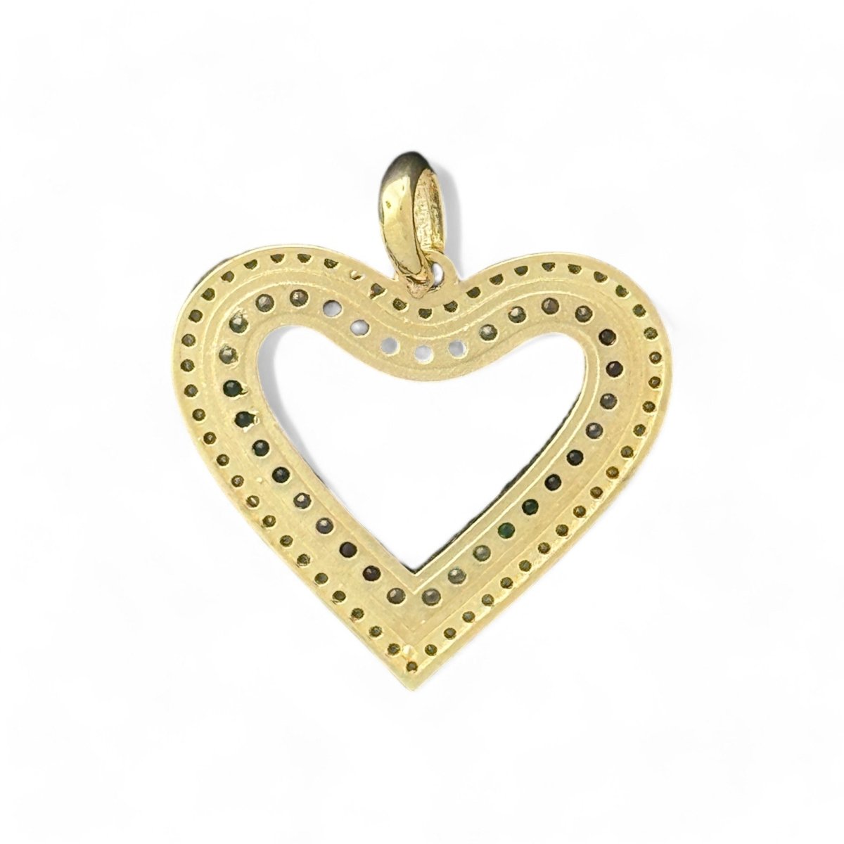 14KT Yellow Gold Heart with CZ Stones Pendant
