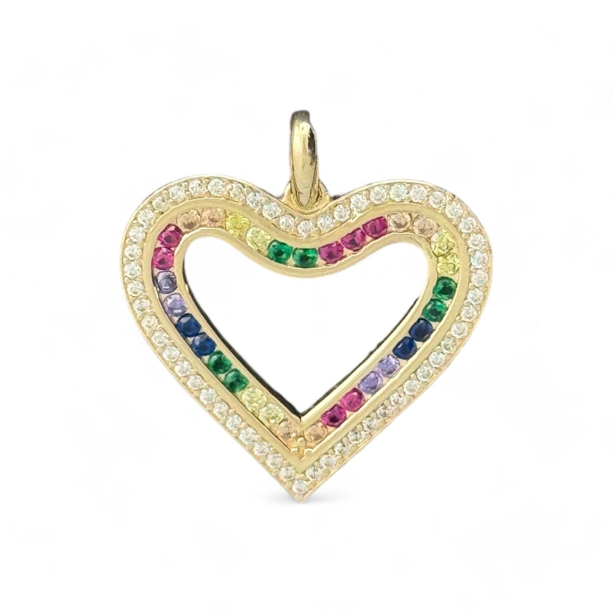 14KT Yellow Gold Heart with CZ Stones Pendant