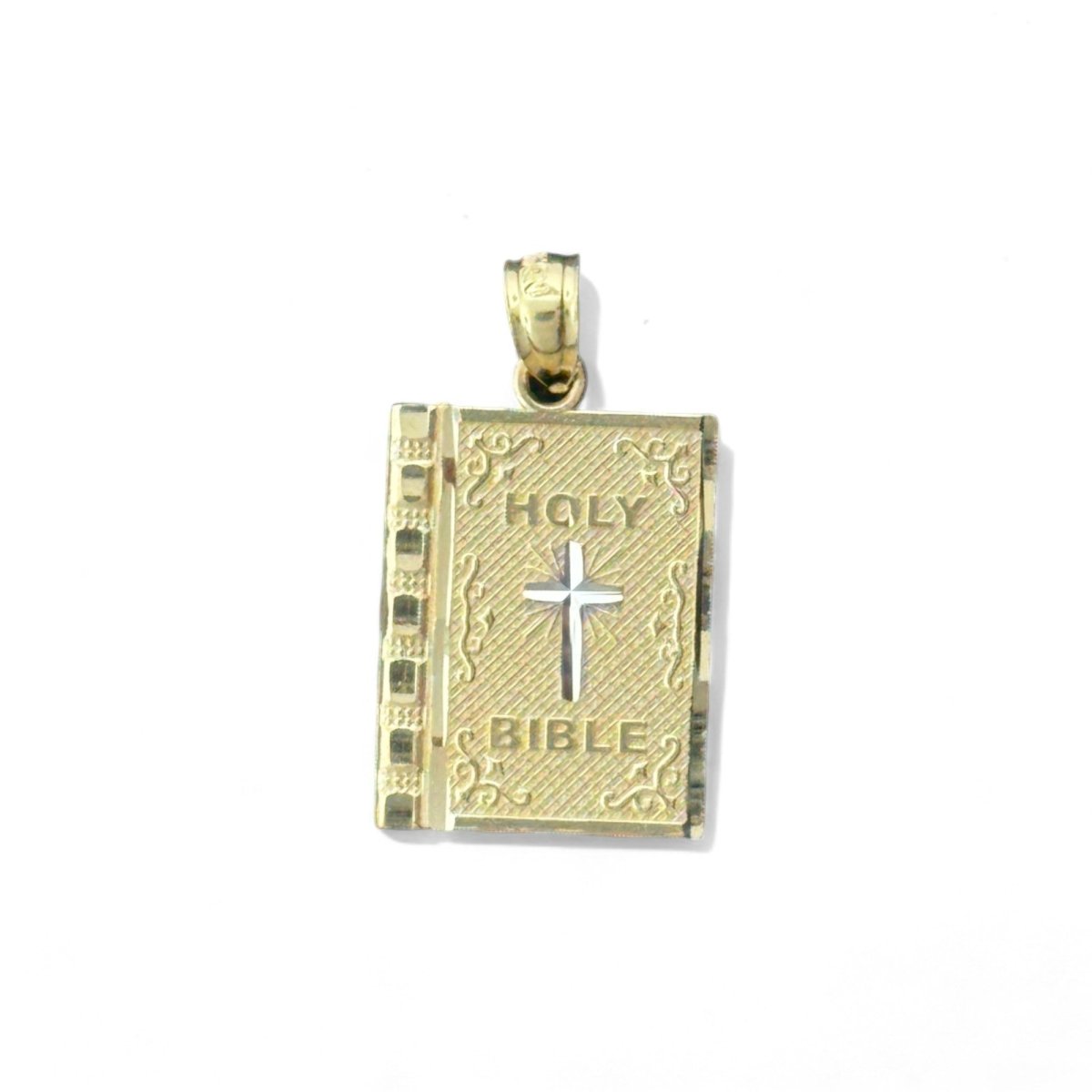 14KT Yellow Gold Holy Bible Pendant with Cross