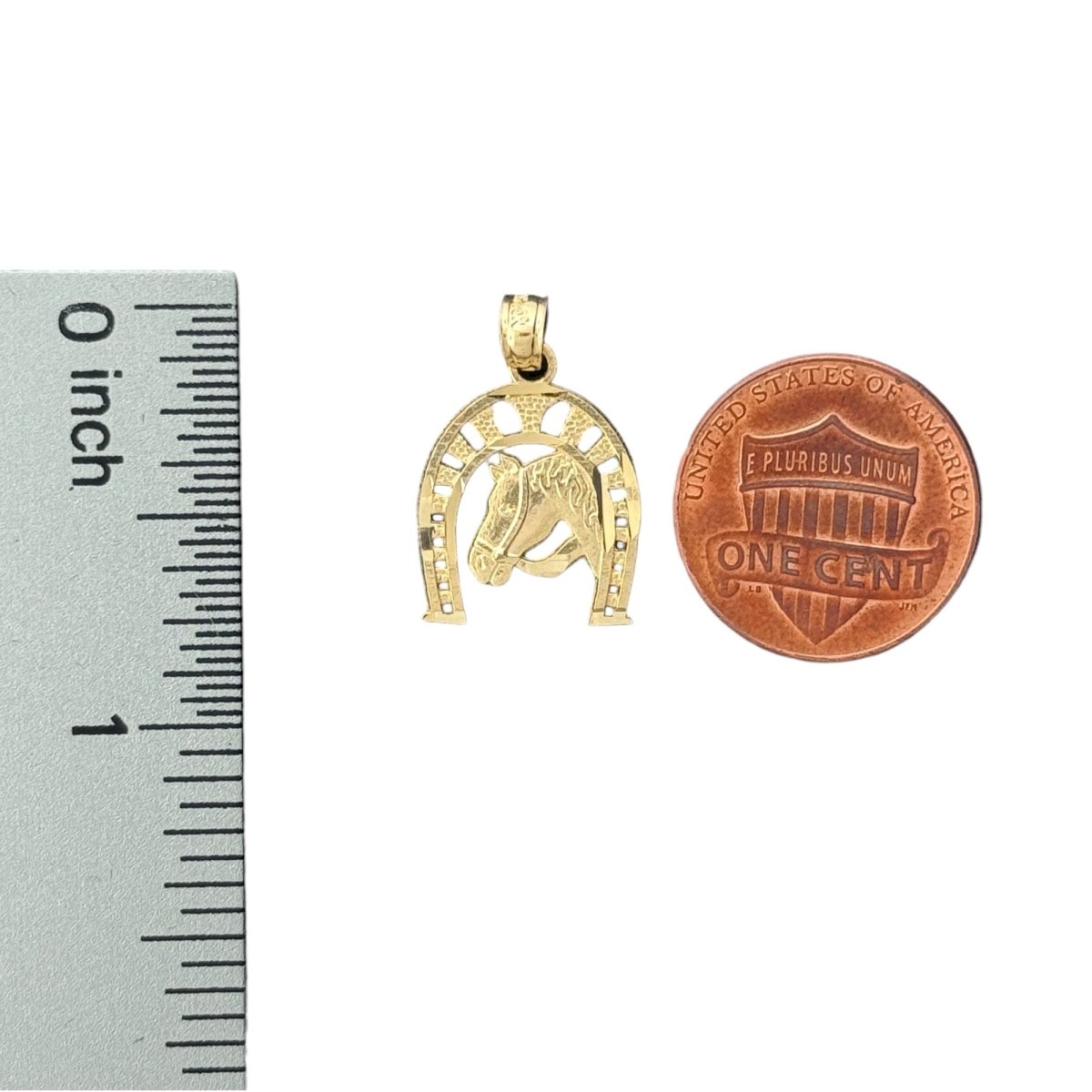 14KT Yellow Gold Horse and Horseshoe Pendant