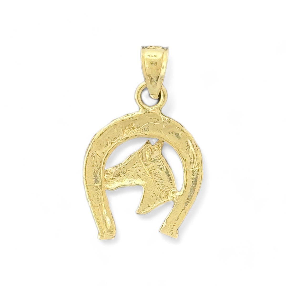 14KT Yellow Gold Horse Head Horseshoe Pendant