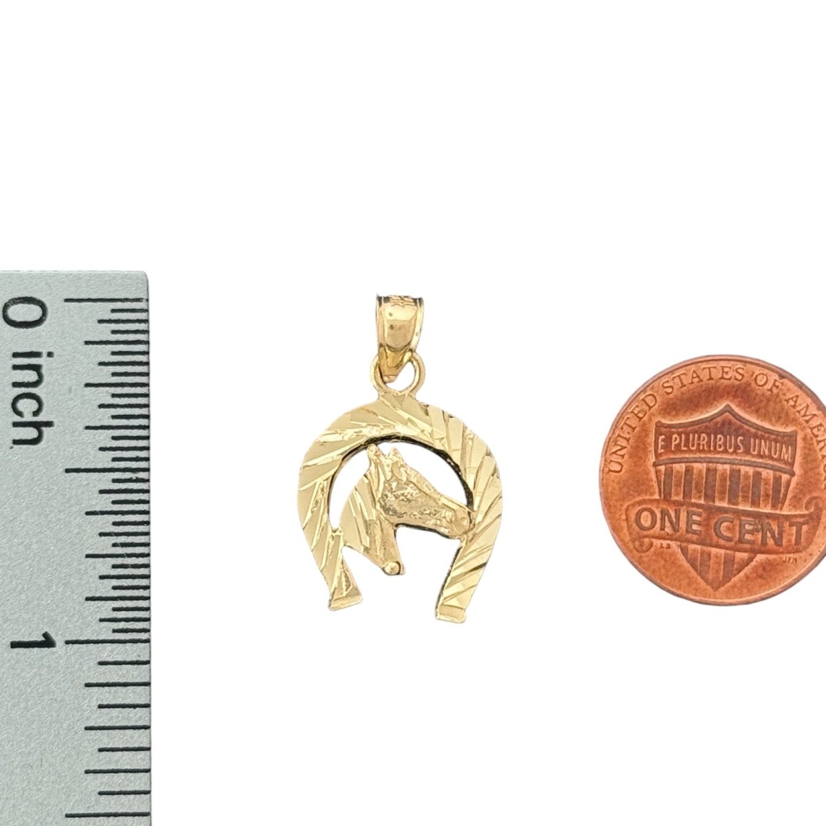 14KT Yellow Gold Horse Head Horseshoe Pendant